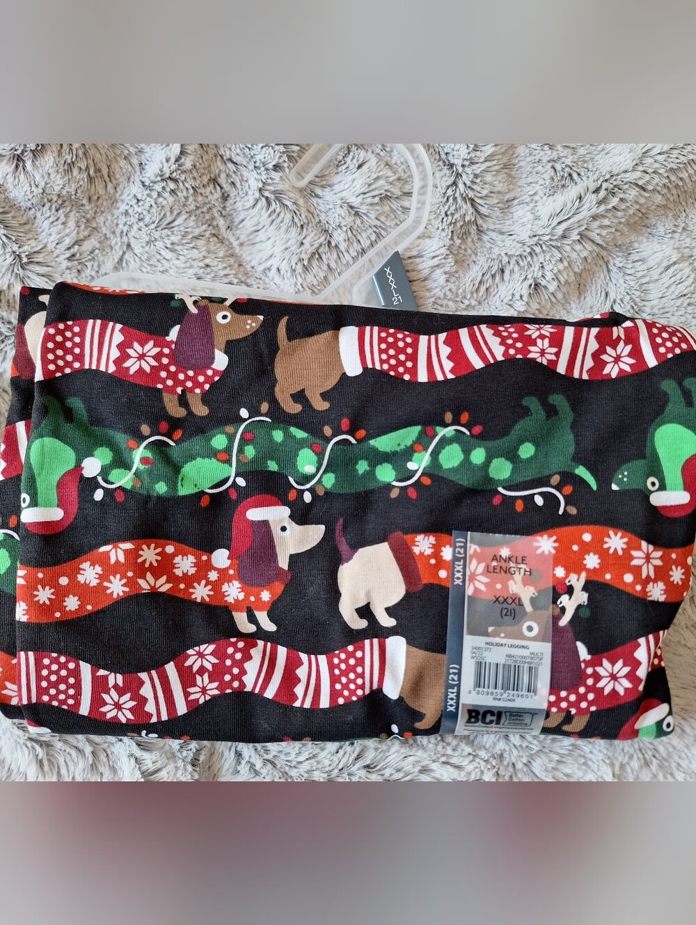 Plus Womens' Christmas Leggings - Black/Green/Red